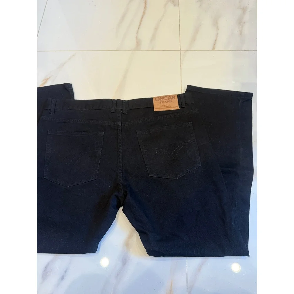 Oscar‎ Jeans Selected Mens Black Denim Straight Leg Pants 42x32 100% Cotton